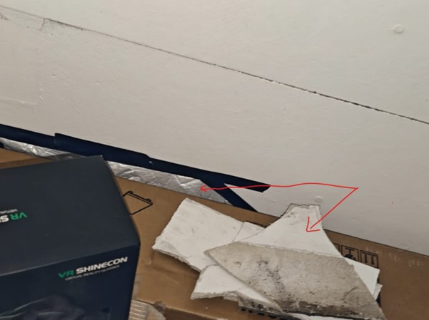 Damage caused to the staircase