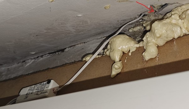 Damage caused to the staircase